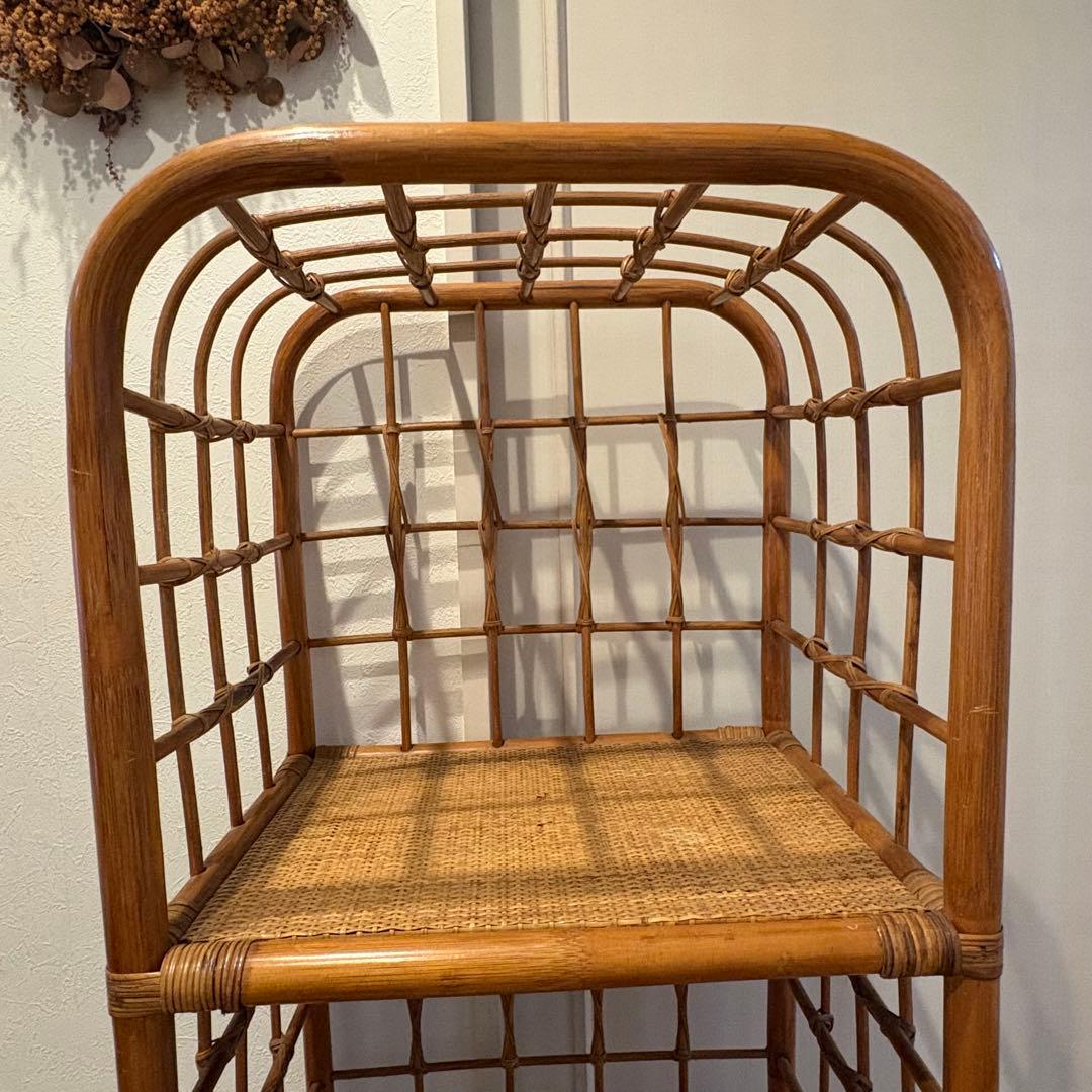 昭和レトロ アーチ型 3段ラタンラック オープンシェルフ 飾り棚 ディスプレイ