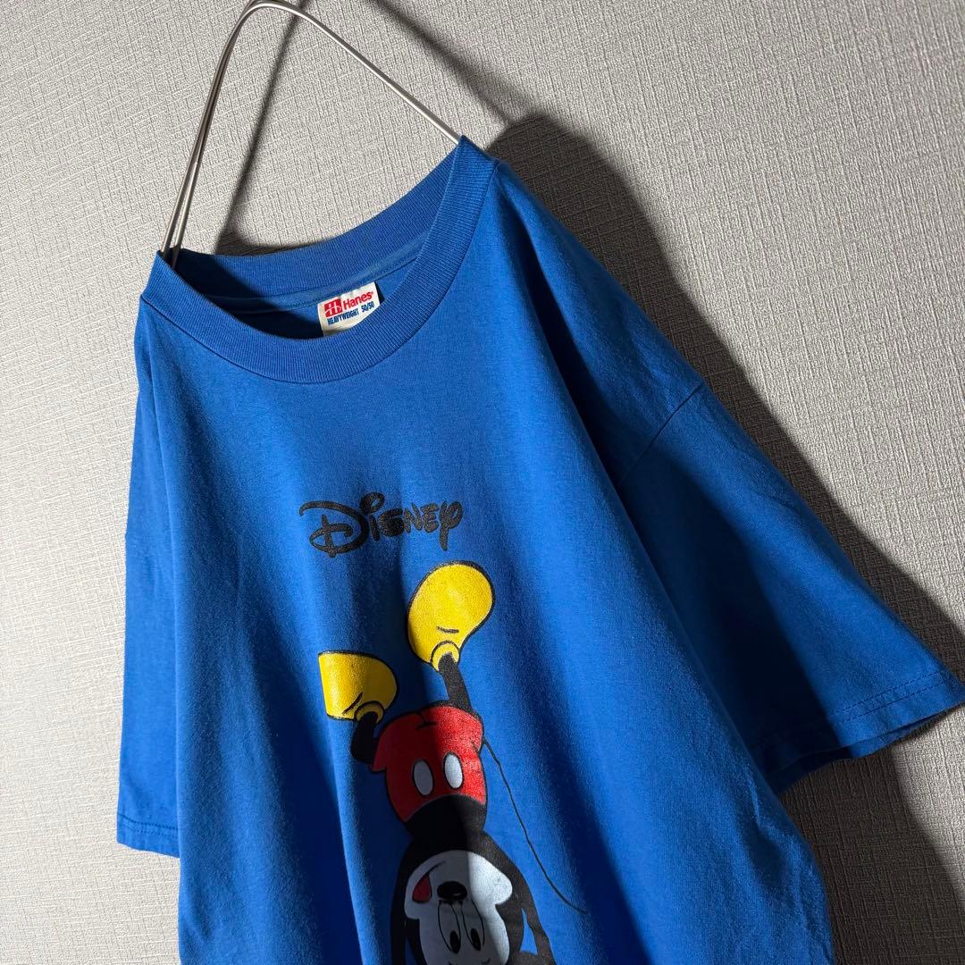 USA製★逆立ちミッキー Tシャツ Disney Hanes ビッグロゴ M〜L