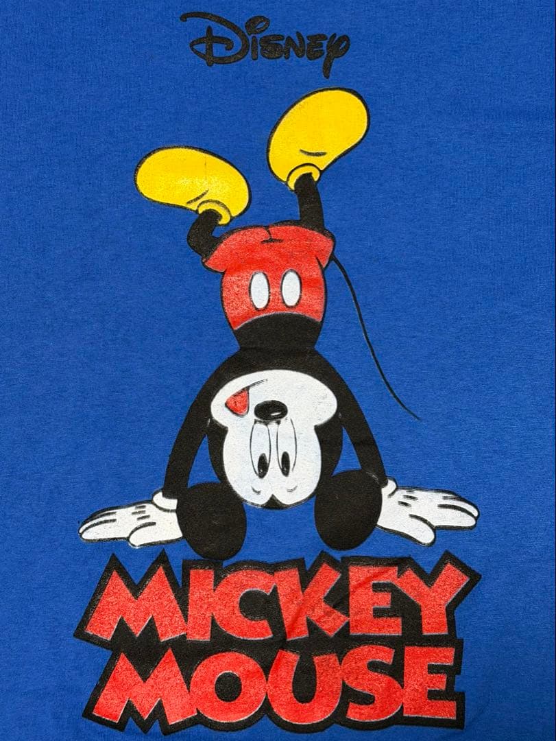 USA製★逆立ちミッキー Tシャツ Disney Hanes ビッグロゴ M〜L