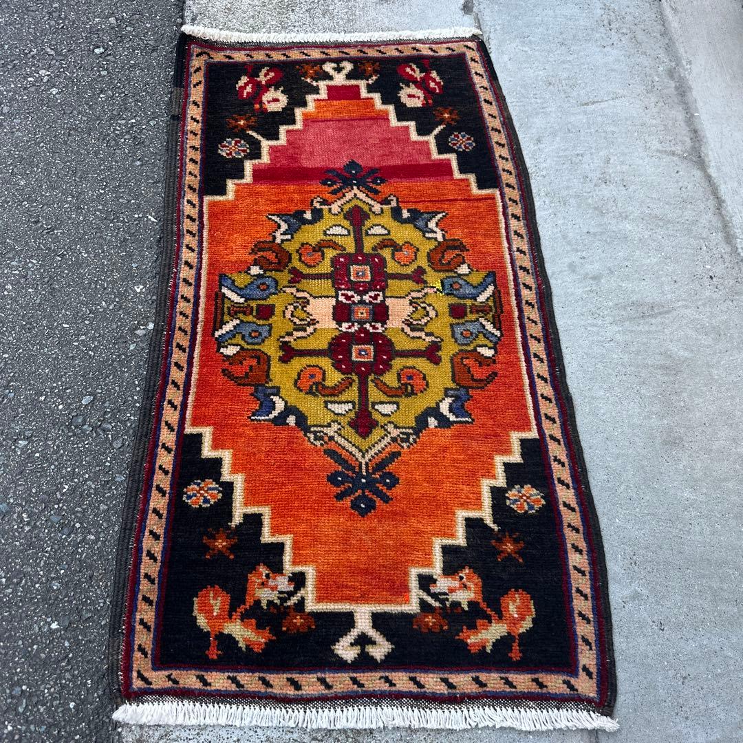 年代トルコラグアンティークラグヴィンテージ ラグ53cmx96cm