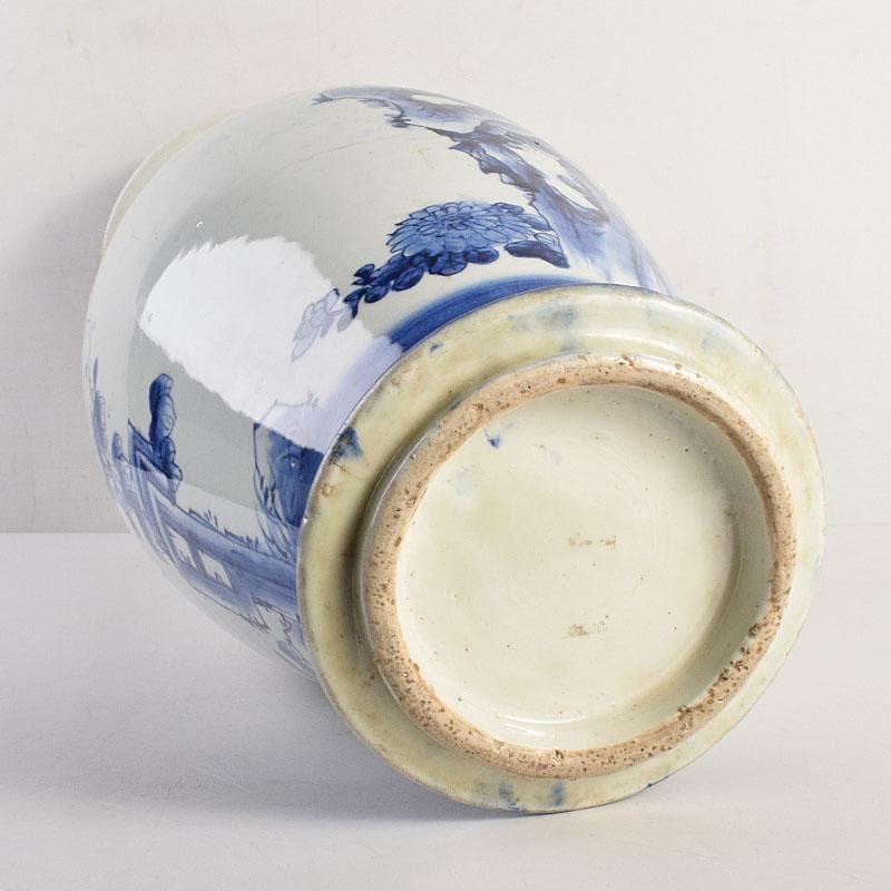 瀬戸焼　古瀬戸　染付花鳥文広口瓶　花瓶　高さ約54cm　M　R8797H