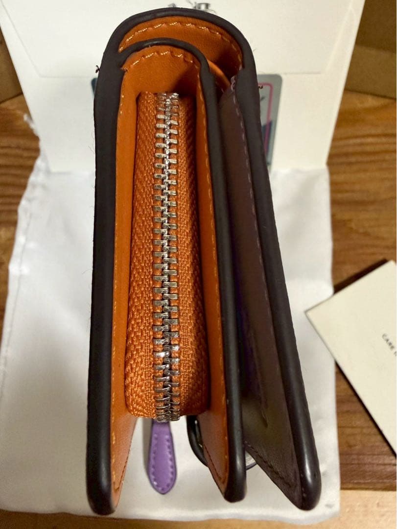 COACH 二つ折り財布 ブラウン/イエロー