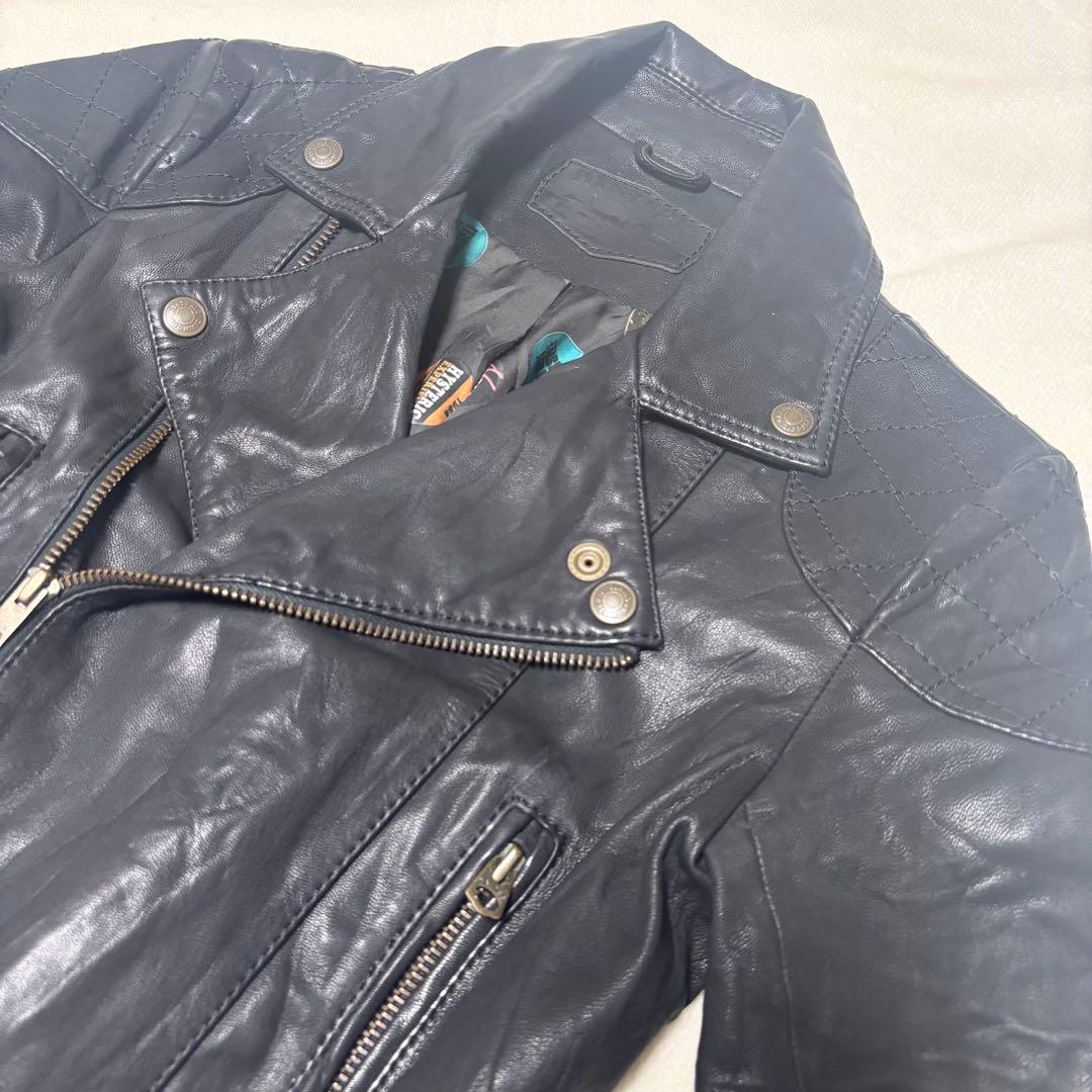 希少　ヒステリックグラマー　レザージャケット　ライダース　ダブル　裏地派手　M