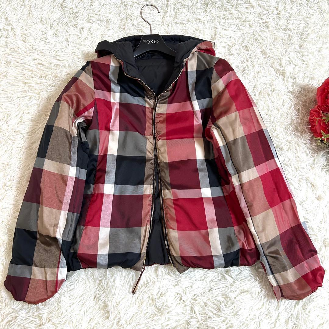 極美品✨リバーシブル 赤チェックブルーレーベルクレストブリッジ ダウンジャケット