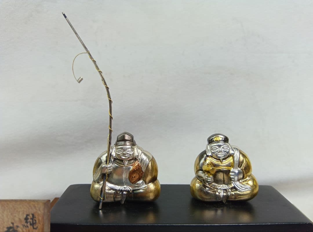 武比古作　純銀　恵比寿天　大黒天　宝船　置物　インテリア　縁起物　刻印有り