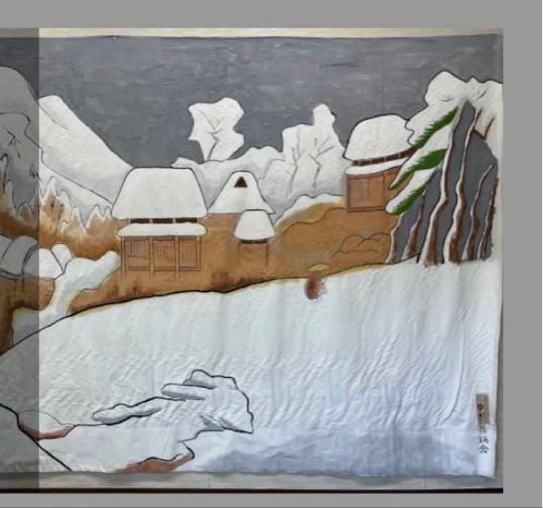 股旅　舞台ステージ幕　雪景色の布製