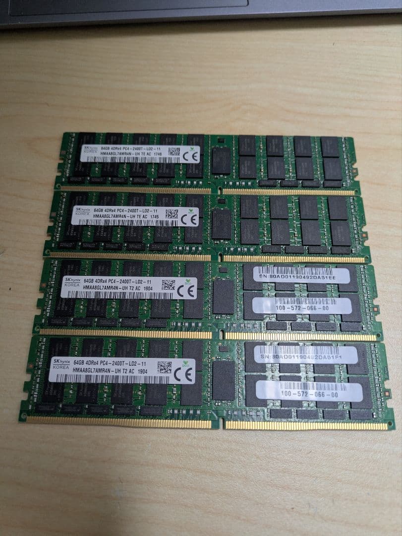 サーバー用LRDIMM　DDR4 64GB×4枚　(256GB)