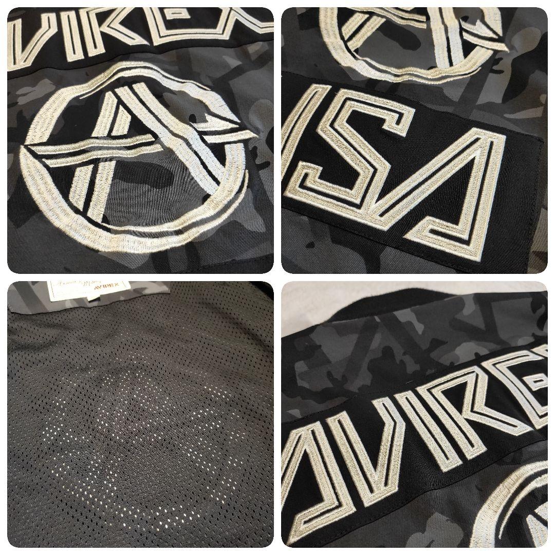 【美品】AVIREX MA-1 ミリタリージャケット 迷彩 ブラック 刺繍