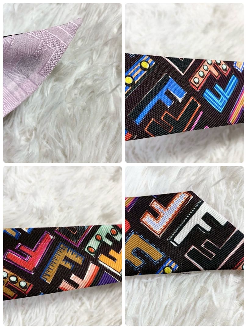 FENDI　フェンディ　FFロゴ　ズッカ　ラッピー　リボンスカーフ　マルチカラー