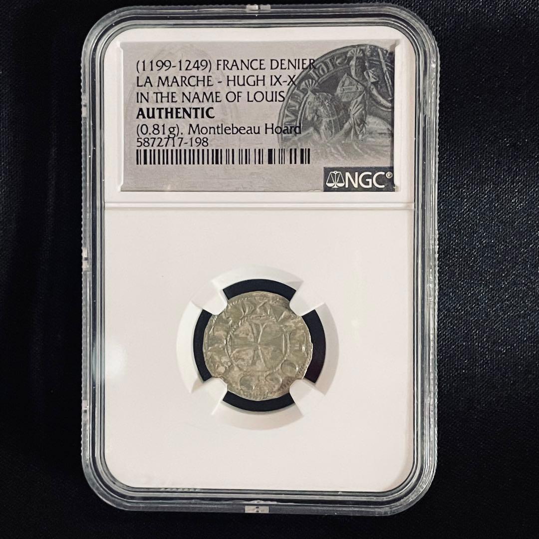 フランスアンティーク ラ・マルシュ伯領 デニール銀貨 中世鋳造 希少