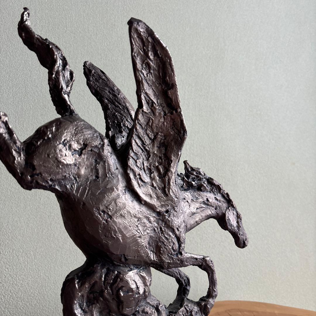 【洋銀】北村西望造 「春風」彫刻置物 共箱 高さ33.5cm