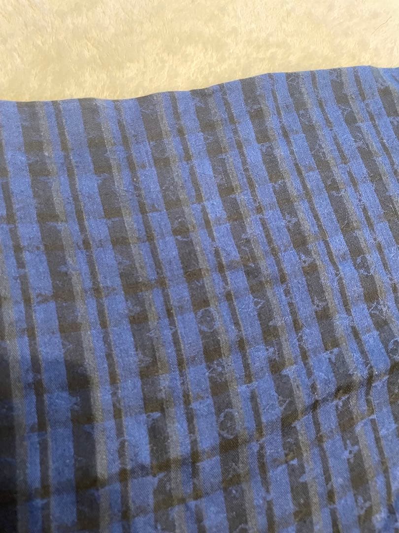 T*d様 ルイ・ヴィトン　ブルーチェックモノグラム柄ウール50シルク50マフラー