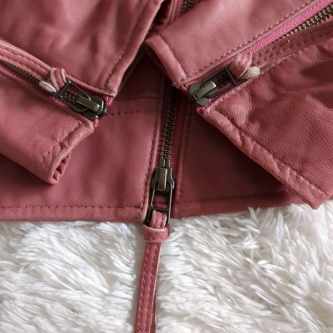 GRACE CONTINENTAL ラムレザー ファー ライダース 38 ピンク