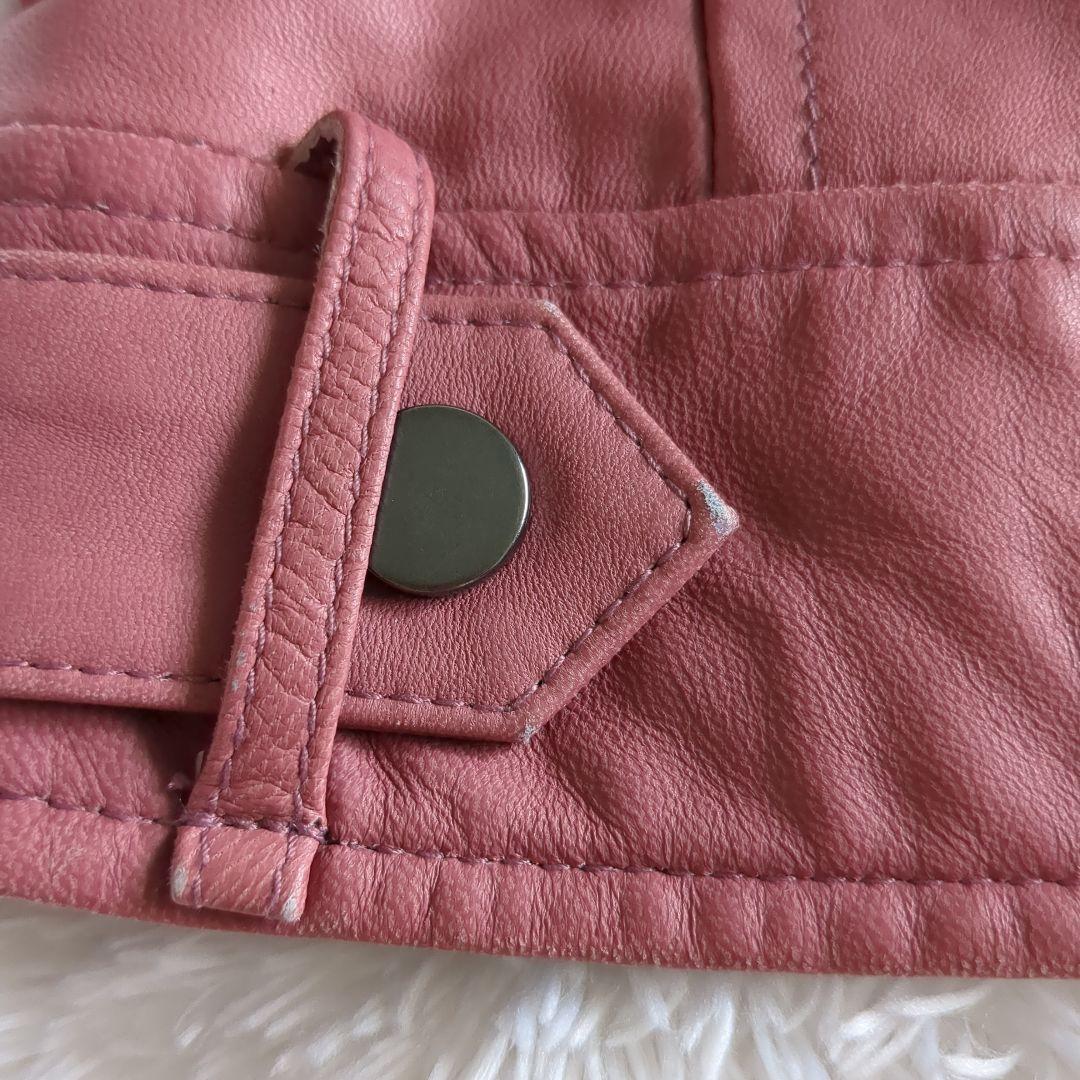 GRACE CONTINENTAL ラムレザー ファー ライダース 38 ピンク