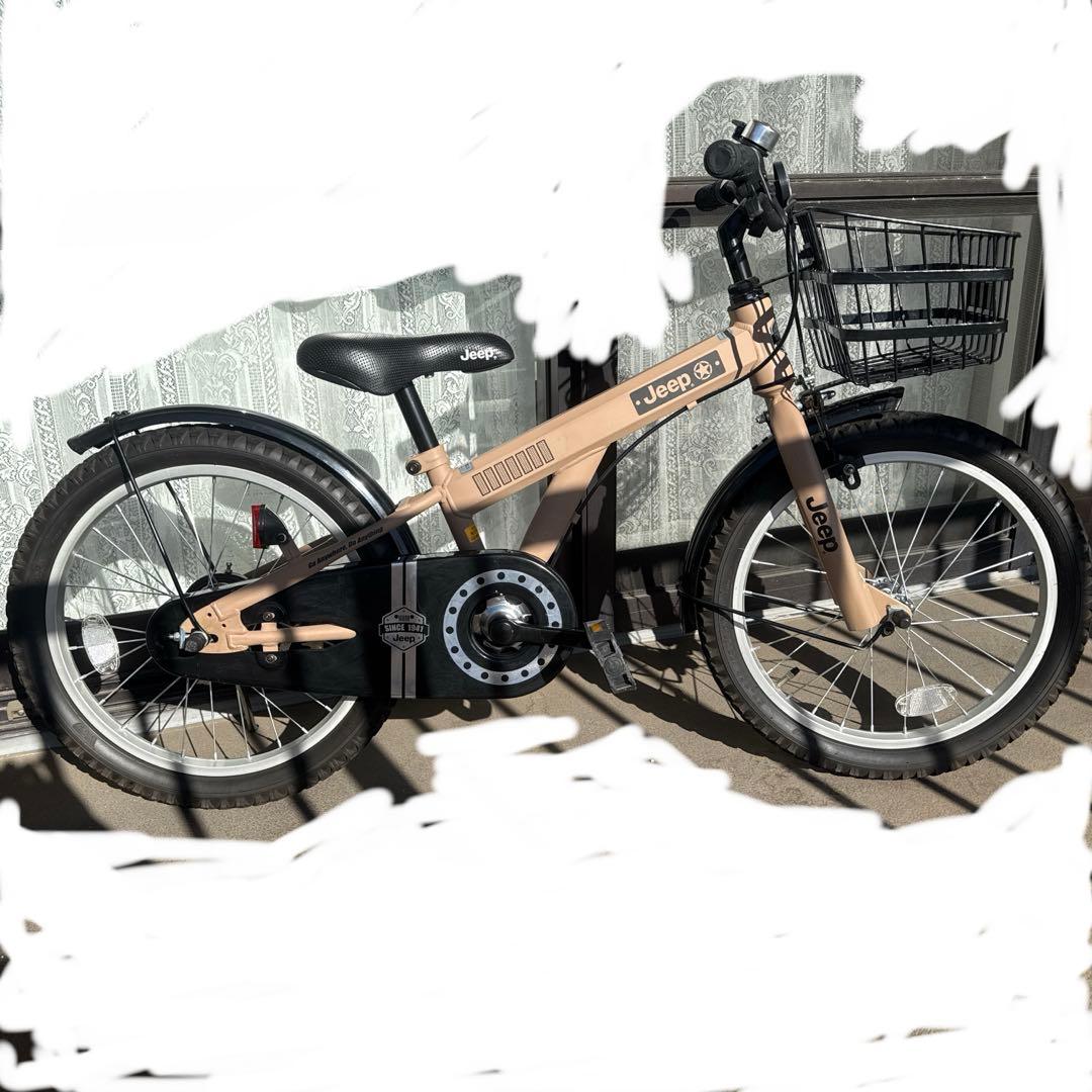 Jeep キッズ自転車 ベージュ 前面バスケット付き