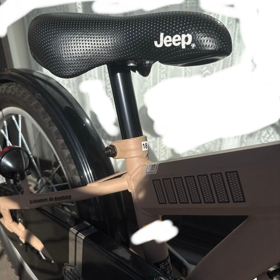 Jeep キッズ自転車 ベージュ 前面バスケット付き