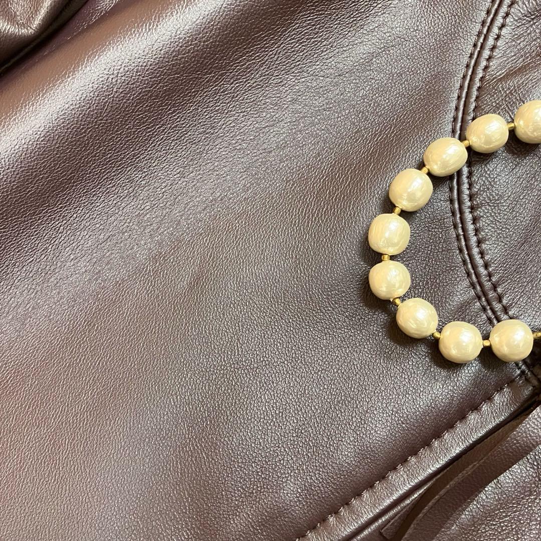 未使用JOSEPH◆レザーブルゾン40チョコレートブラウン15万ノーカラー羊革