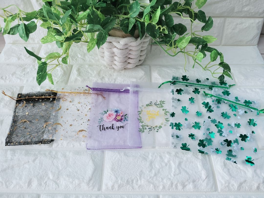 オーガンジー巾着袋　9柄　6サイズ　全17種×各7枚　全計119枚(1890)