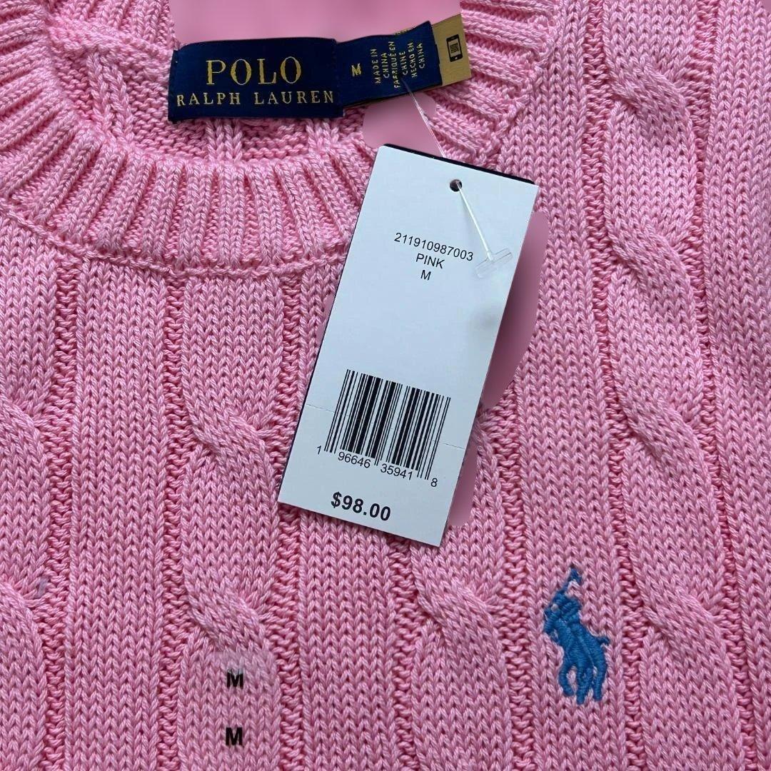 【新品正規品】POLO ラルフローレン ケーブルニット 半袖M ピンク
