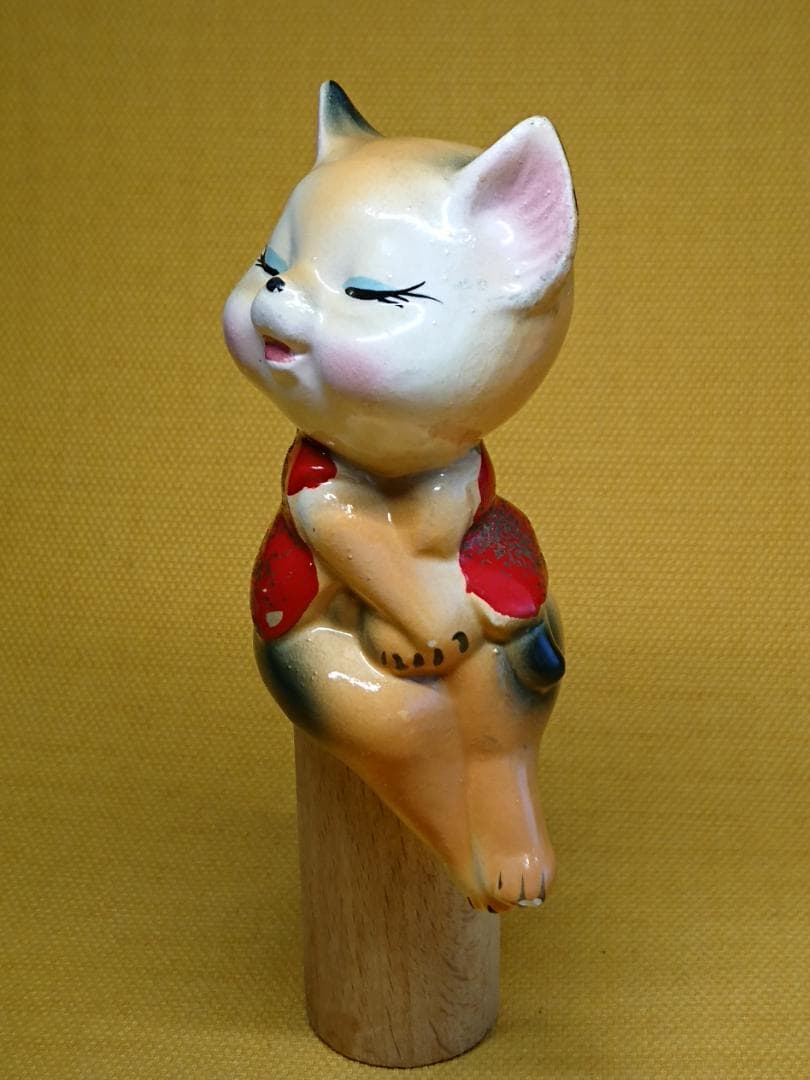 人形　ネコ　ブタ　陶器　オブジェ　置物　インテリア　工芸品　美術品　A1083