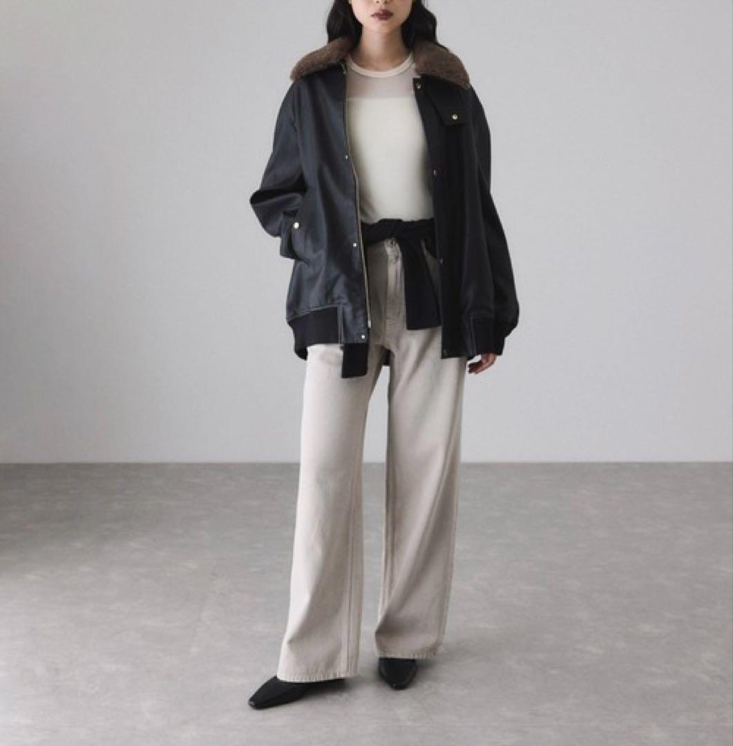 【新品】　アダムエロペ　シンセティックレザーフライトジャケット　黒