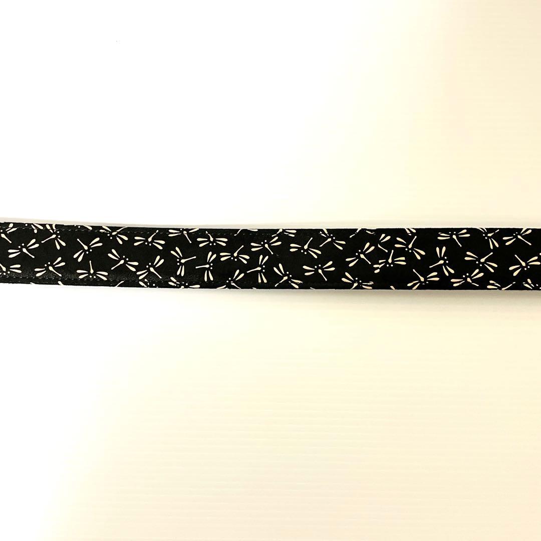 【美品】印傳屋 ベルト　印伝 インデンヤ トンボ　鹿革 レザーベルト 黒