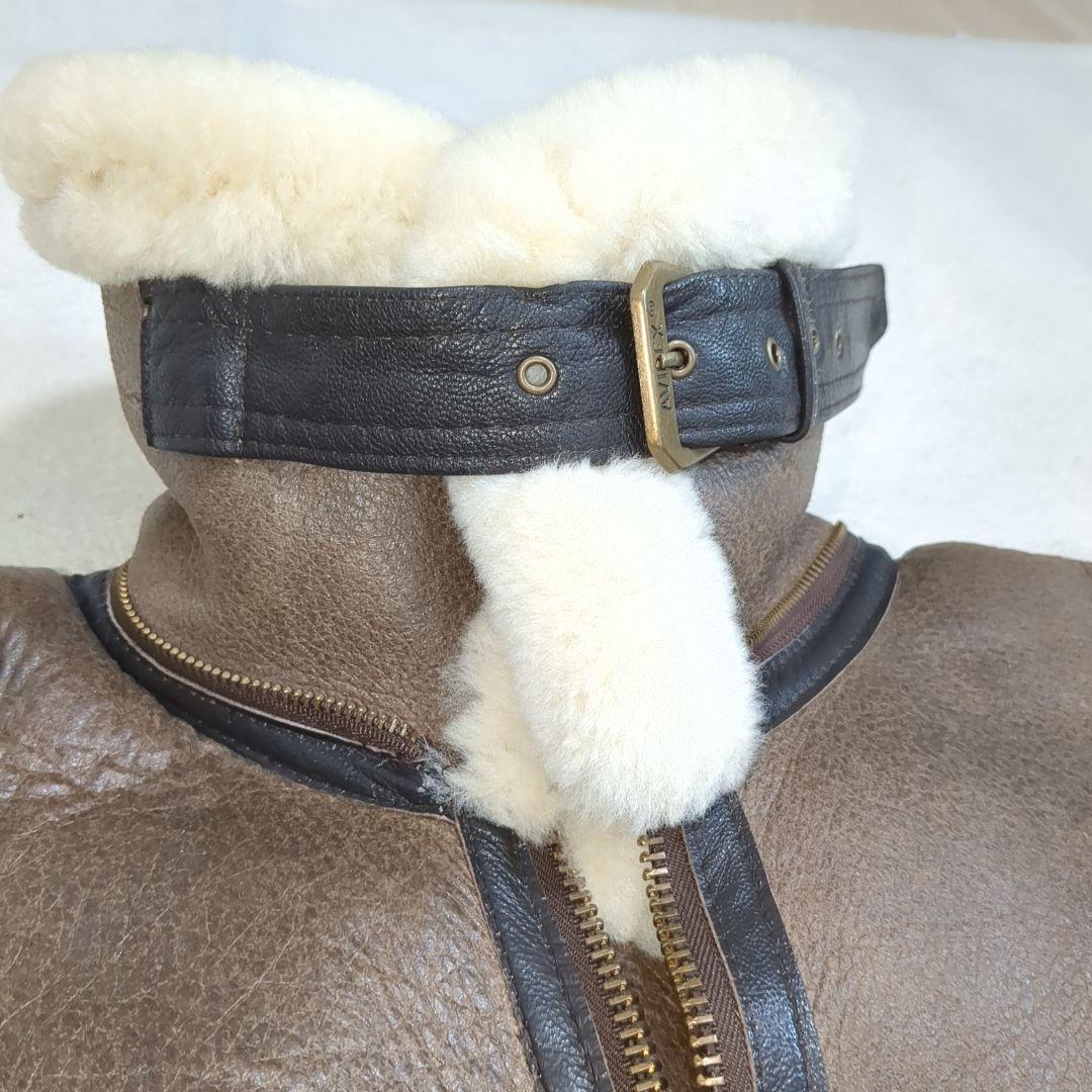 美品 AVIREX B-3 フライトジャケット ムートン ブラウン 34サイズ