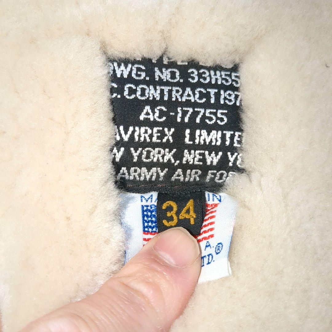 美品 AVIREX B-3 フライトジャケット ムートン ブラウン 34サイズ
