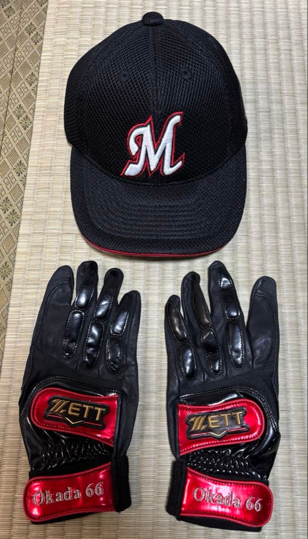 匿名配送　希少！千葉ロッテマリーンズ　ビジターキャップ　バッティンググローブ