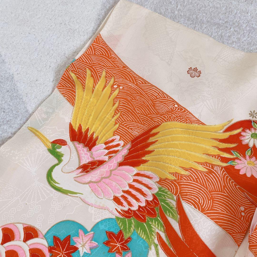 七五三 3歳 正絹 アンティーク 着物 被布 草履 バッグ セット