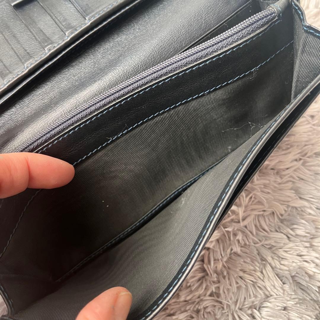 GUCCI シマ　長財布　ダークネイビー　メンズ　レディース