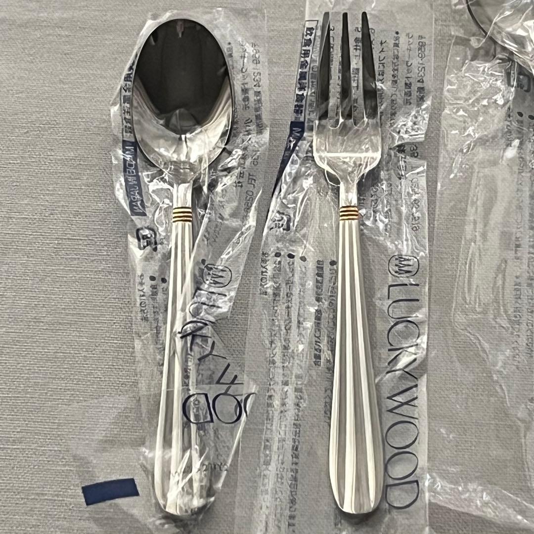 未使用品 ラッキーウッド サントラル金彩 ディナーカトラリーセット スプーン