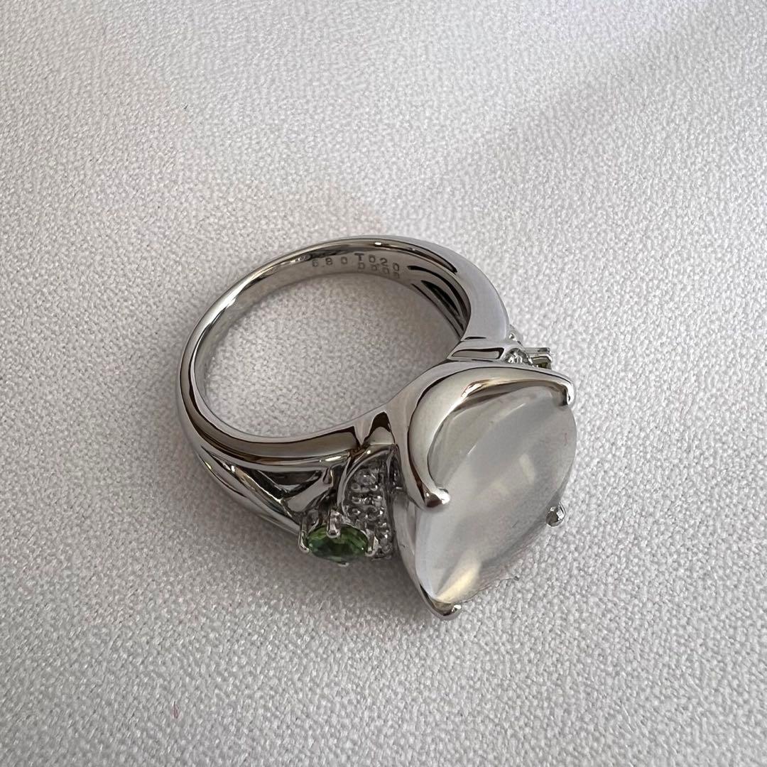 K18 WG トムムーンシュタイナー ムーンストーン&グリーントルマリン リング