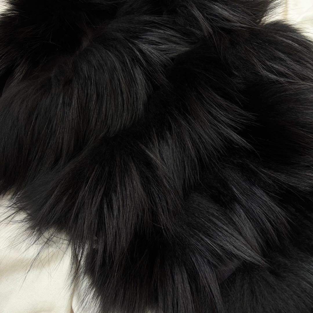 サルヴァトーレフェラガモ イタリア製 シルク フォックス ストール ブラック 黒