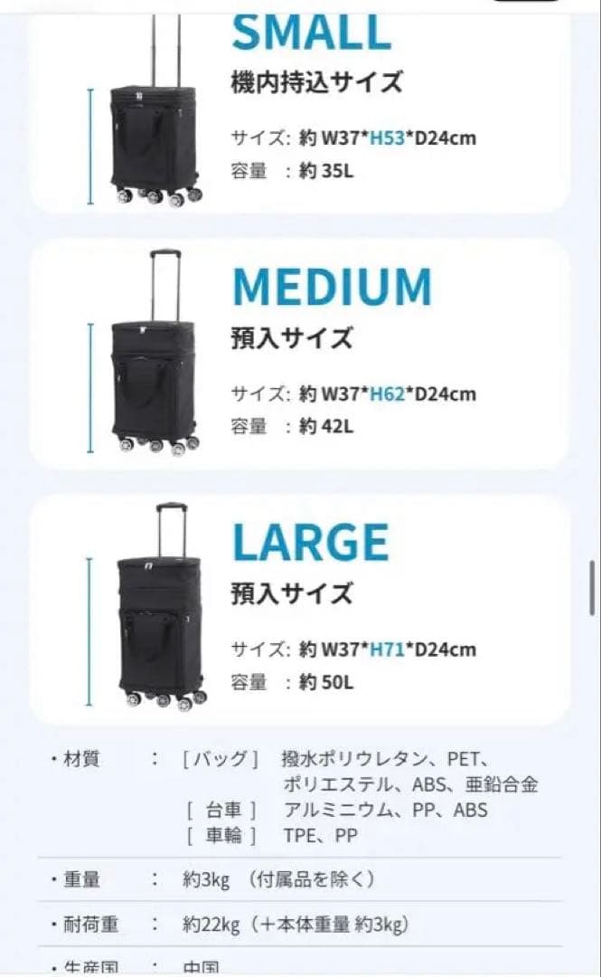 3段階拡張可能キャリーケース　リュックも可　新品TRIPLUS