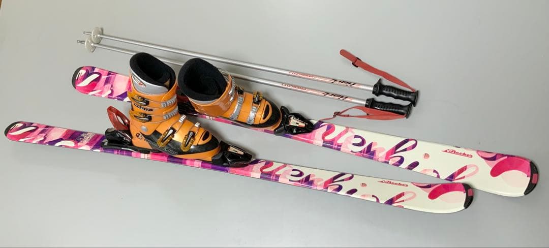 カービングスキー 4点セット　KAZAMA 板145cm／靴24-24.5cm