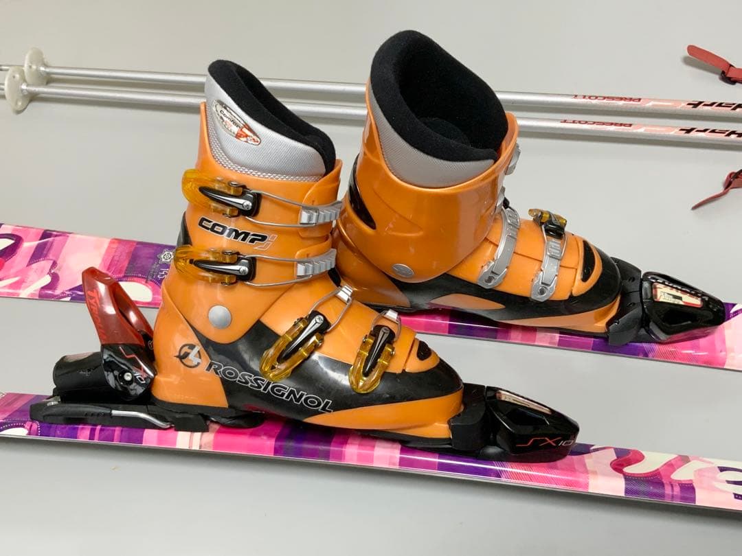 カービングスキー 4点セット　KAZAMA 板145cm／靴24-24.5cm