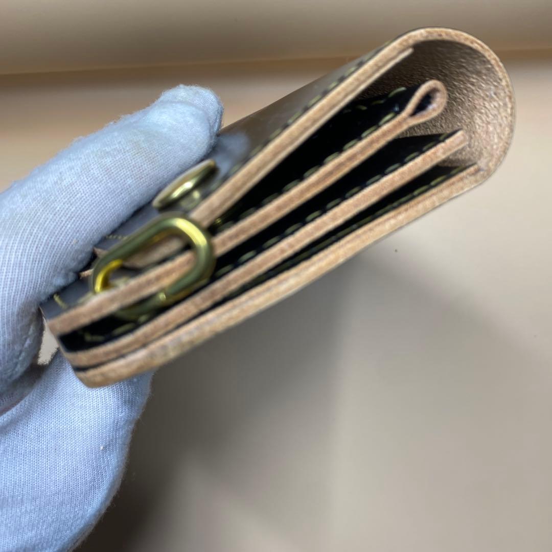 上質 無骨 艶 茶芯 丘染め 三層 マチ ロング トラッカーウォレット