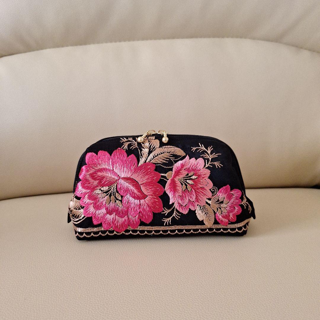 ちびくろ ハンドメイド ワイヤーポーチ お化粧ポーチ