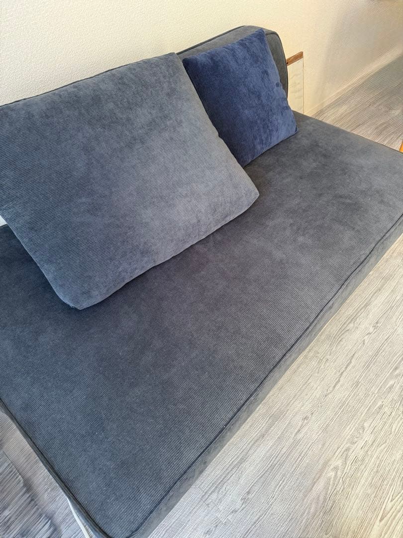 lushloomソファ コーデュロイ 2人掛け ネイビー ブルー