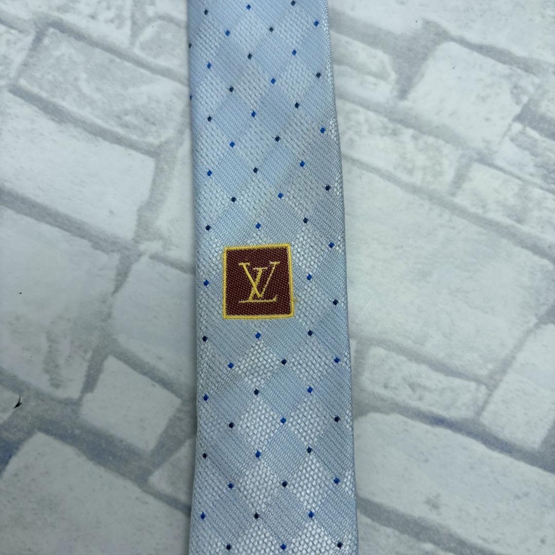 LOUIS VUITTON 水色 ダイヤモンド ネクタイ メンズ モノグラム