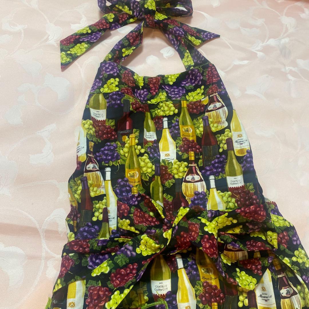 エプロン★ワイン柄★ソムリエ★ワインボトル柄★葡萄柄