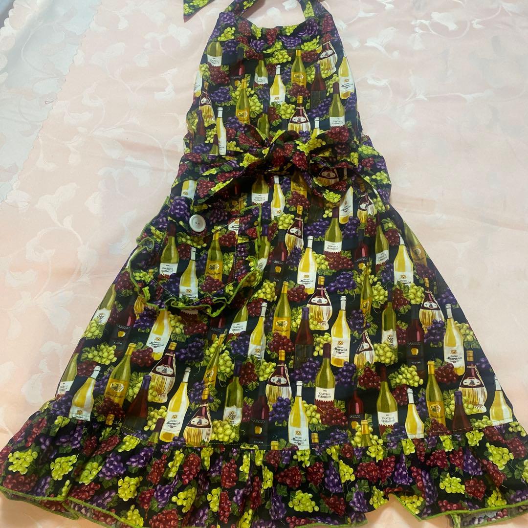 エプロン★ワイン柄★ソムリエ★ワインボトル柄★葡萄柄