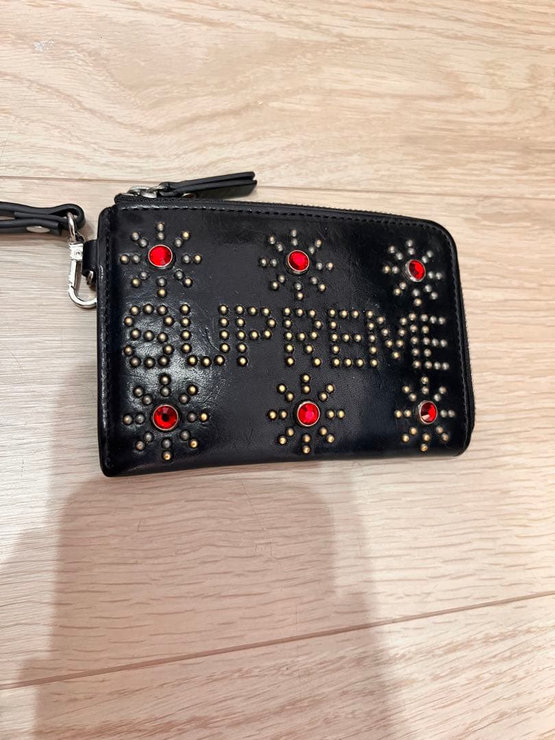 supreme HTC studded wallet 財布　黒