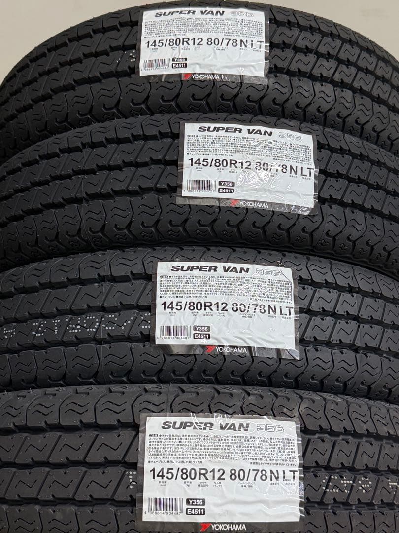 16【送料込み】ヨコハマタイヤ 145/80R12 80/78 Y356 4本