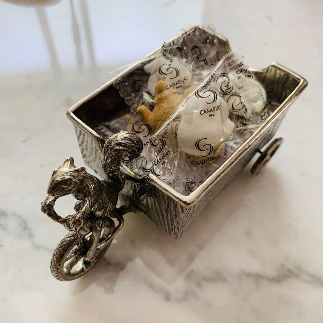 リスの小物入れカート 錫製