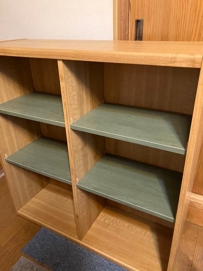 棚　本棚　ラック　雑貨収納　収納棚　緑　みどり　カントリー調　木製　ウッド調
