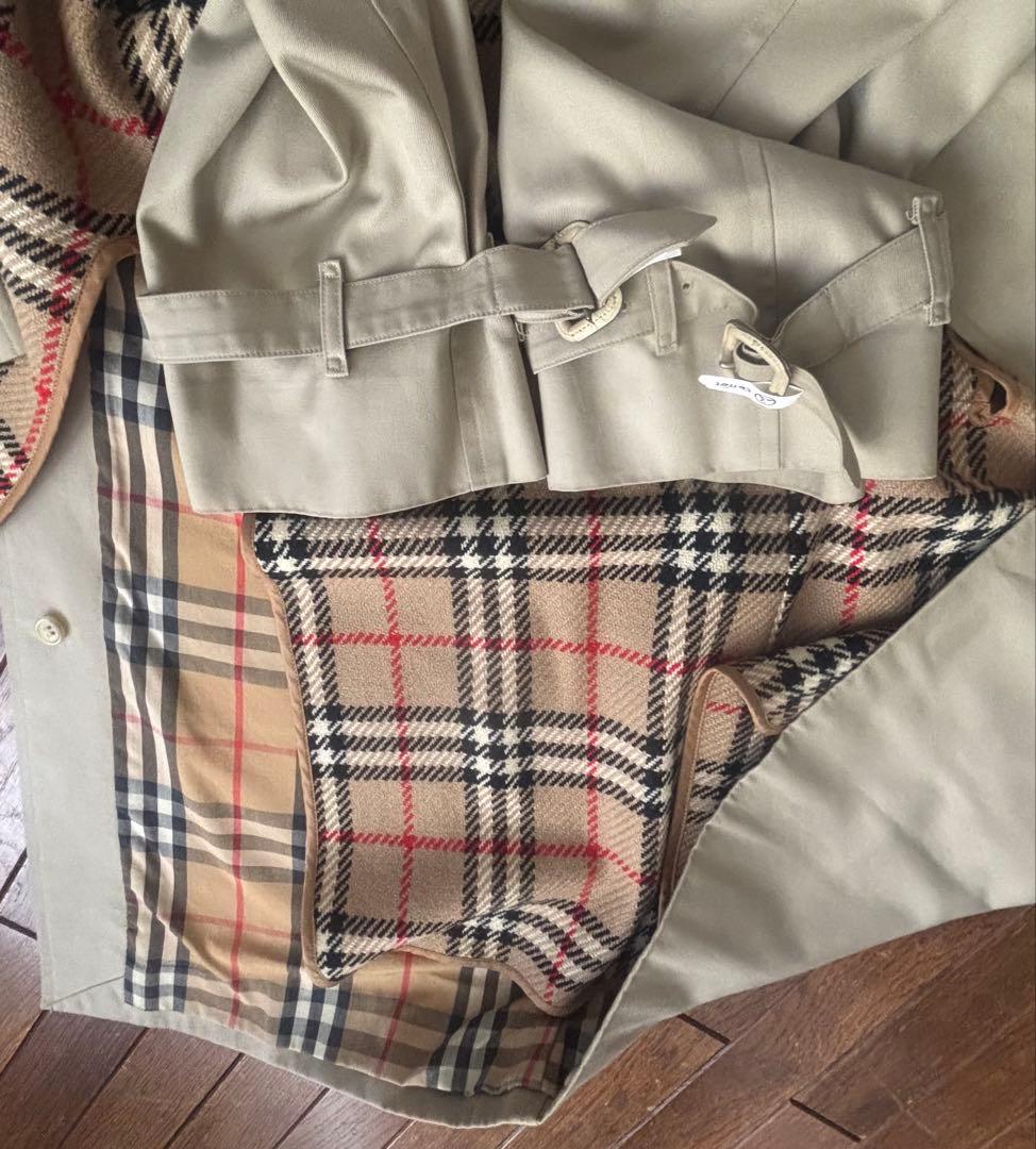 【美品】BURBERRY ジップライナーノバチェック　ステンカラーコート 165