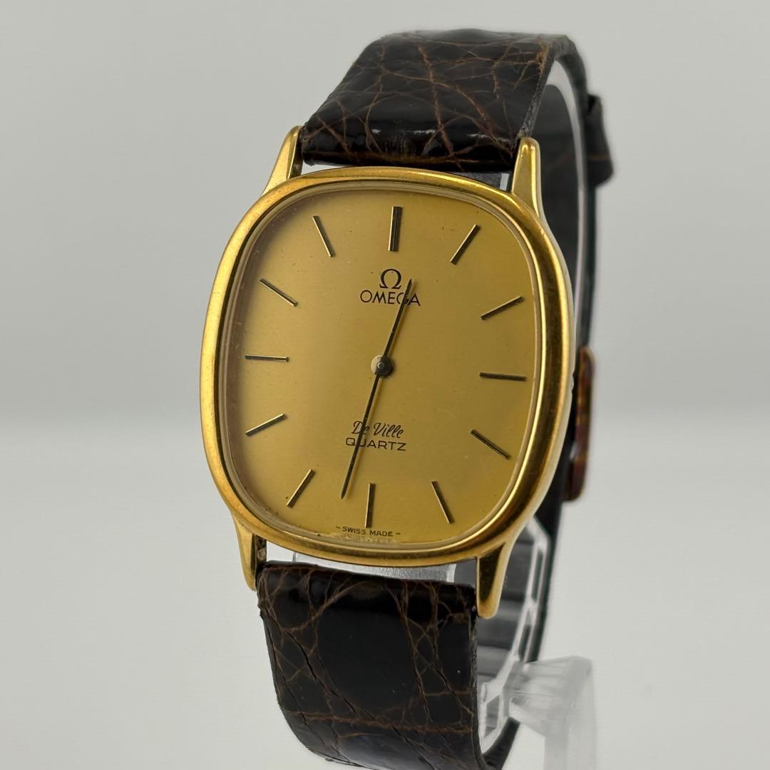 【動作未確認】オメガ プッシュリューズ クォーツ 1365 ゴールド