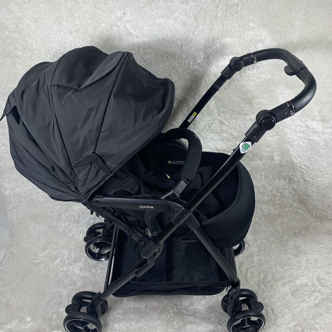 【美品】Aprica アプリカ ベビーカーレザーオニキスブラック 2174894